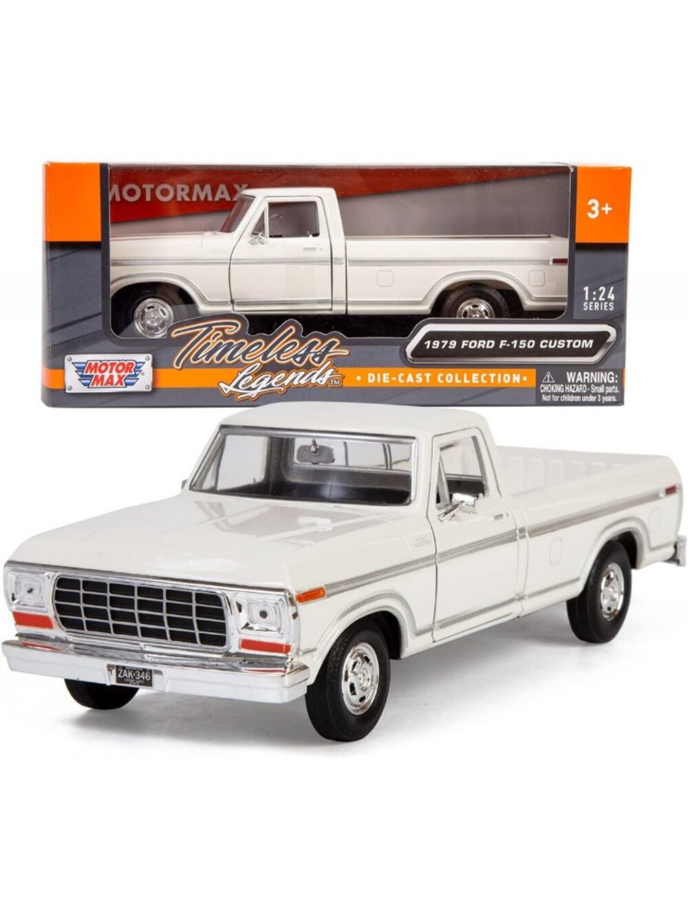 Classic 1979 Ford F-150 Pickup Truck 1:24 Diecast Model Car - Collectible White